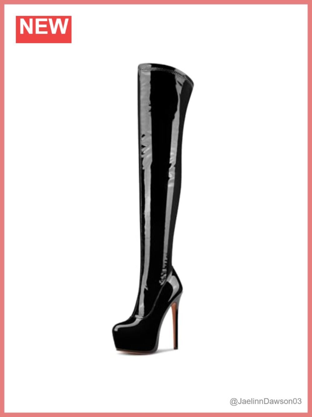 Patent Leather Over the Knee Stiletto Boots Platform Thigh High Round Toe Side